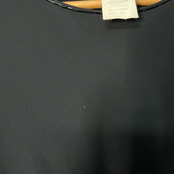 Monica Richards Vintage Elegant Black Layered Dress with Semi-Sheer Sleeves - Picture 10 of 11